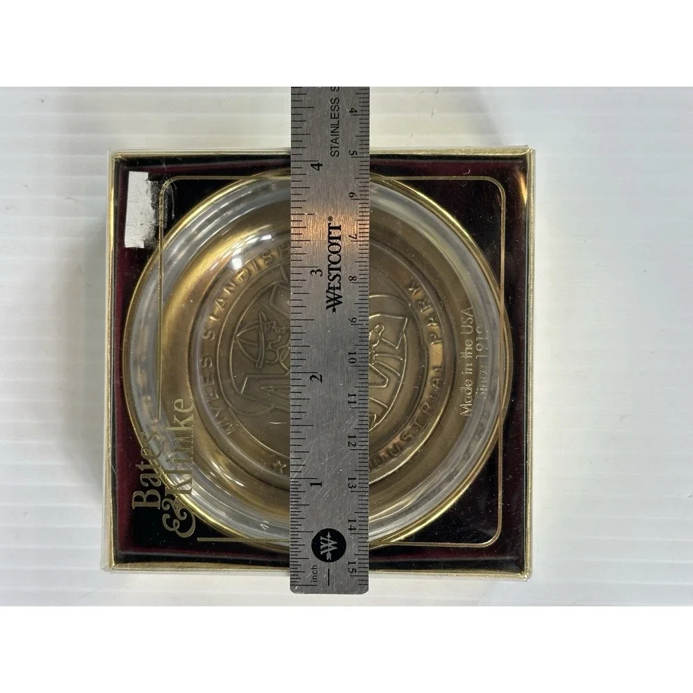 VTG BATES & KLINKE‎ Myles Standish Industrial Park Glass Brass Dish Original Box